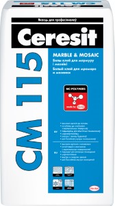 Ceresit CM 115. Светлый клей для мрамора и мозайки. 25кг, РБ.