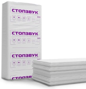 Плита шумопогл. СтопЗвук ЭКО Слим 20 мм. В пачке 10,8 м.кв. РФ.