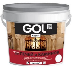 Краска для печей и каминов GOL expert белая 1л. РФ.