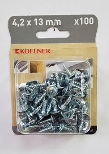 Саморез 4.2*13 KOELNER. Прессшайба. Острый. 100шт. Польша.