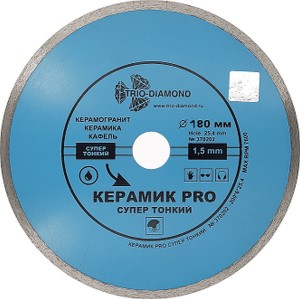 Круг алмазный отрезной Trio-diamond Керамик PRO 180мм х 25,4мм. Китай.