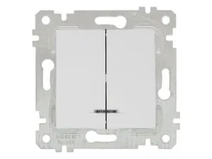 Выключатель 2-клав. (с подсветкой, скрытый, без рамки, винт. зажим) белый, RITA, MUTLUSAN (10 A, 250 V, IP 20) (2200 426 0201)