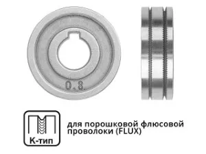 Ролик подающий ф 30/10 мм, шир. 10 мм, проволока ф 0,8-1,0 мм (K-тип) (для флюсовой (FLUX) проволоки) (SOLARIS) (WA-2438)