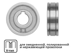 Ролик подающий ф 30/10 мм, шир. 10 мм, проволока ф 0,8-1,0 мм (V-тип) (для твердой проволоки: омедненная, полированная, нержавеющая) (SOLARIS) (WA-2472)