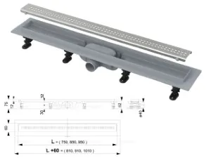 Водоотводящий желоб с порогами для перфорированной решетки (Simple), Alcaplast (APZ9-550M)