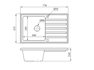 Мойка кухонная из искусственного камня ART гранит 770х475 мм, AV Engineering (AV770490AGTA)