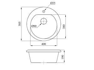 Мойка кухонная из искусственного камня GOLD черный 505х505 мм, AV Engineering (AV510000GBKA)