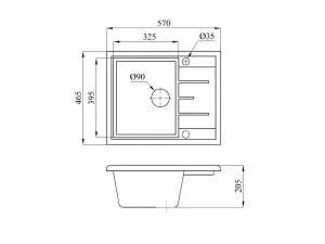 Мойка кухонная из искусственного камня PLATINUM песочный 570х465 мм, AV Engineering (AV765495PSNA)