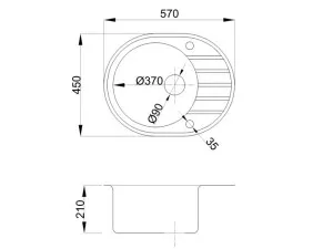 Мойка кухонная из искусственного камня RIO черный, 570х450 мм, AV Engineering (AV580450RBKA)