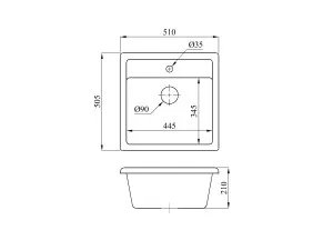 Мойка кухонная из искусственного камня STAR черный 510х505 мм, AV Engineering (AV505515SBKA)