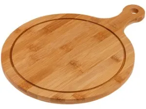 Поднос бамбуковый с ручкой, круглый, 34х25.5 см, BAMBOO, PERFECTO LINEA (38-342550)