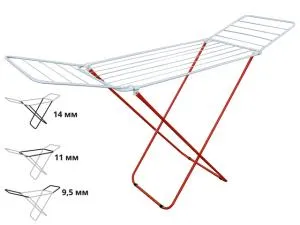 Сушилка для белья напольная, 16м, серия Maria, бело-красная, PERFECTO LINEA (Сушильное полотно - 16 метров, размер 167х46х84.)