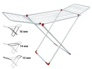 Сушилка для белья напольная, 18м, серия Stella, бело-красная, PERFECTO LINEA (Сушильное полотно - 18 метров, размер 172х56х90.)