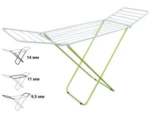 Сушилка для белья напольная, 16м, серия Maria, бело-зеленая, PERFECTO LINEA (Сушильное полотно - 16 метров, размер 167х46х84.)
