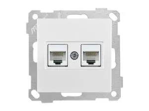 Розетка компьютерная 2xRJ45 (Cat5e, скрытая, без рамки) белая, DARIA, MUTLUSAN ((2xRJ 45) 8-pin, соединения типа 568A или 568B)