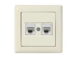 Розетка компьютерная 2xRJ45 (Cat5e, скрытая) кремовая, DARIA, MUTLUSAN ((2xRJ 45) 8-pin, соединения типа 568A или 568B)