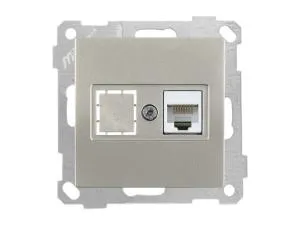 Розетка компьютерная 1xRJ45 (Cat5e, скрытая, без рамки) титан, DARIA, MUTLUSAN ((RJ 45)   8-pin, соединения типа 568A или 568B)