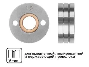 Ролик подающий ф 30/10 мм, шир. 12 мм, проволока ф 1,0-1,2 мм (V-тип) (для твердой проволоки: омедненная, полированная, нержавеющая) (SOLARIS)