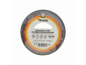 Изолента ПВХ 19 мм х 20 м черная, KRANZ профессиональная