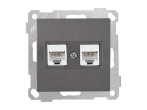 Розетка компьютерная 2xRJ45 (Cat5e) дымчатая, ELITRA, MUTLUSAN