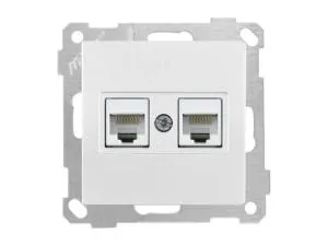 Розетка компьютерная 2xRJ45 (Cat5e) белая, ELITRA, MUTLUSAN