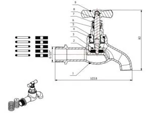 Кран водоразборный 1/2" нар. настенный, AV Engineering (вход 1/2")