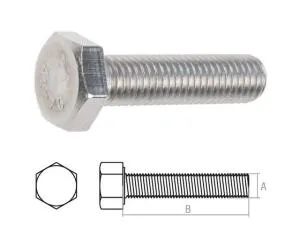 Болт М6х60 шестигр., нерж.сталь (А2), DIN 933 (100 шт в уп.) (STARFIX)