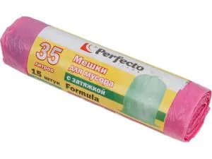 Мешки для мусора Formula с затяжкой, 35 л, 15 шт., PERFECTO LINEA