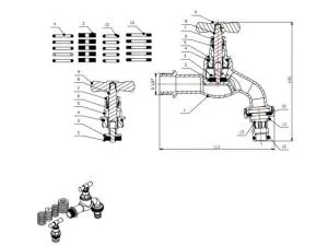 Кран водоразборный 1/2" нар. настенный со штуцером, AV Engineering (вход 1/2" х выход 3/4")